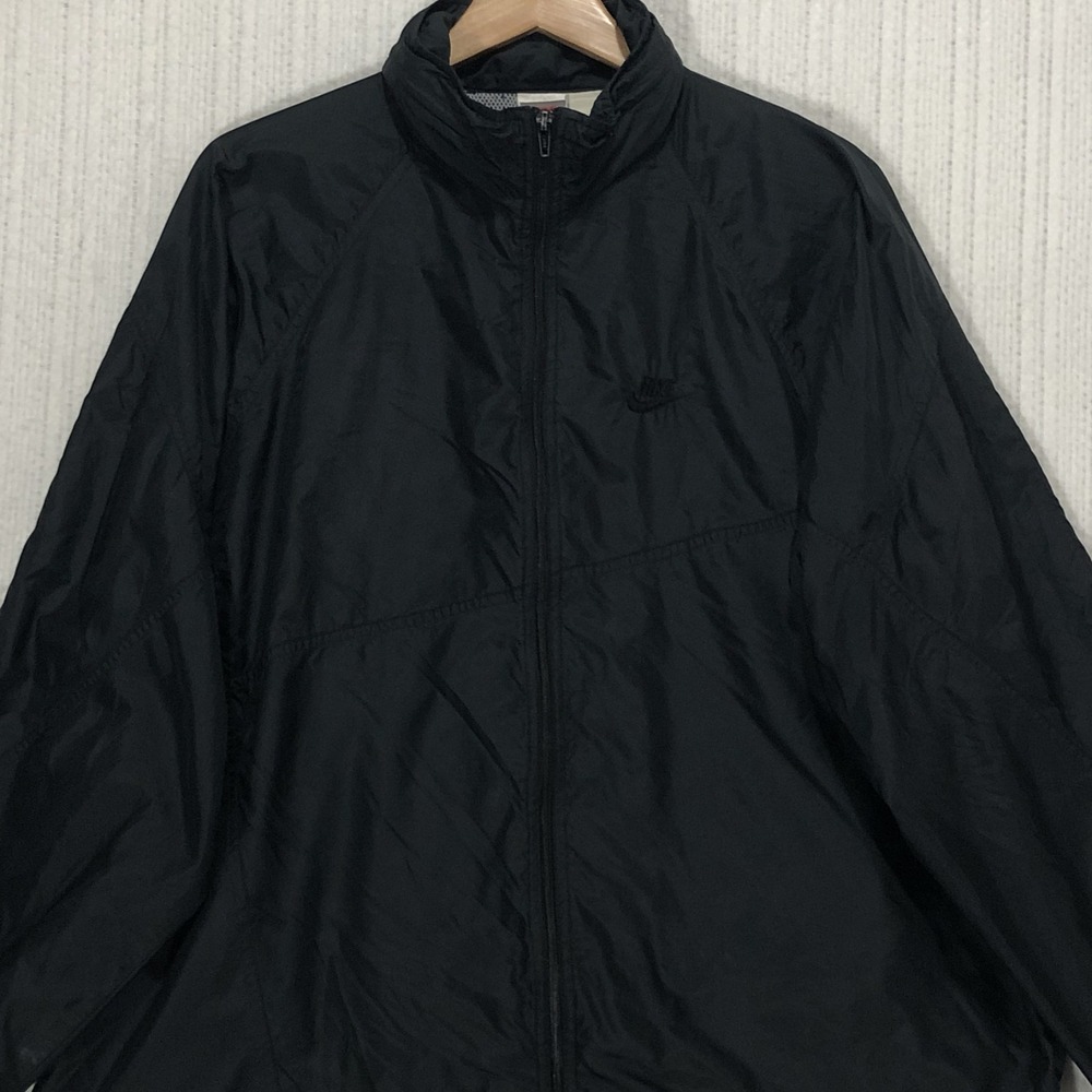 Nike Mens Vintage Windbreaker Jacket Black Full Zip Mesh Lined XL